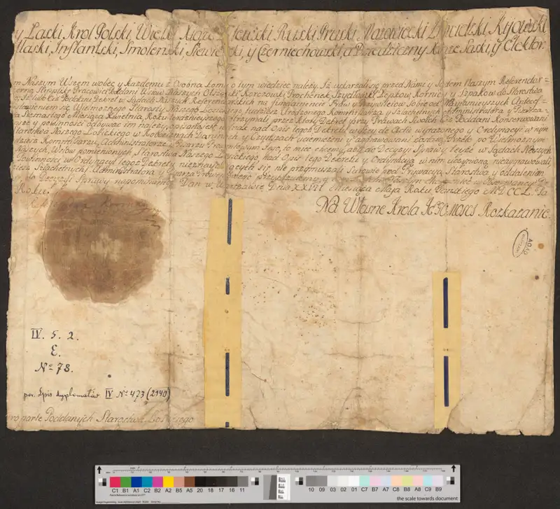 Dokument króla Augusta III z 1750 roku